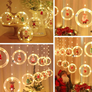 CORTINA LED DE AROS CALIDA CON FIGURAS NAVIDEÑAS®