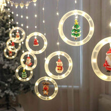 Cargar imagen en el visor de la galería, CORTINA LED DE AROS CALIDA CON FIGURAS NAVIDEÑAS®
