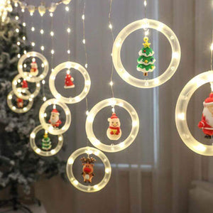 CORTINA LED DE AROS CALIDA CON FIGURAS NAVIDEÑAS®