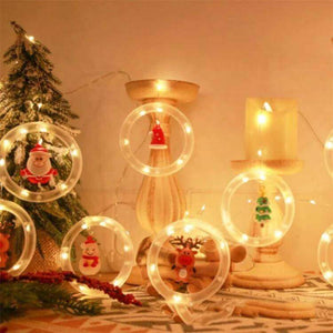 CORTINA LED DE AROS CALIDA CON FIGURAS NAVIDEÑAS®